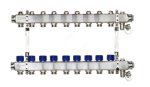 Комплект коллекторов SSM-9R set  с кронштейнами, 9 контуров, нерж. сталь, с клапанами и клапанными вставками, сливными кранами